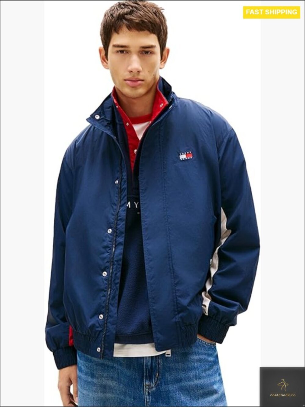 Lightweight Windbreaker Jacket With Embroidered Back Logo Regular Fit Snap Zip